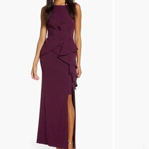 Ruffle front wine dress